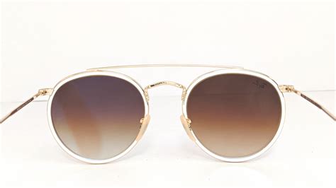 Funky Blanco Oro Ray Ban Gafas De Sol Puente Redondo Doble Etsy