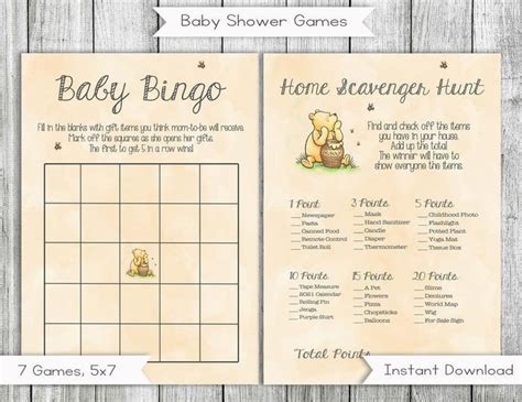 Winnie The Pooh Baby Shower Games Baby Shower Game Set Of Etsy