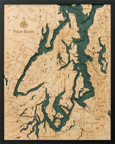 Puget Sound Map — 3D WOOD MAPS - BELLA MAPS