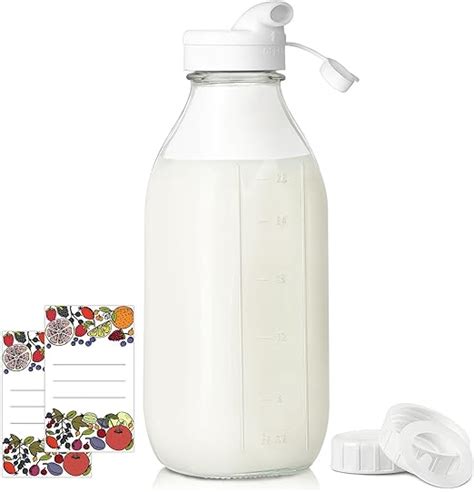 Amazon Syntic Square Liter Glass Milk Bottles With Airtight Lid