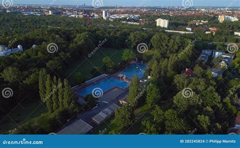 Berlin City Public Park Swimming Pool Germany Magic Aerial Top View ...