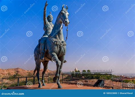 Statue Of Rao Jodha And Majestic Mehrangarh Fort Located In Jodhpur