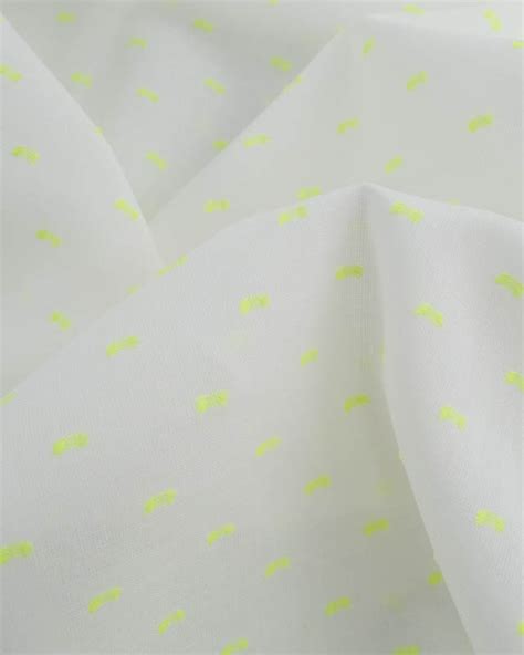 Tissu Voile De Coton Blanc Plumetis Jaune Fluo Oeko Tex Mercerine