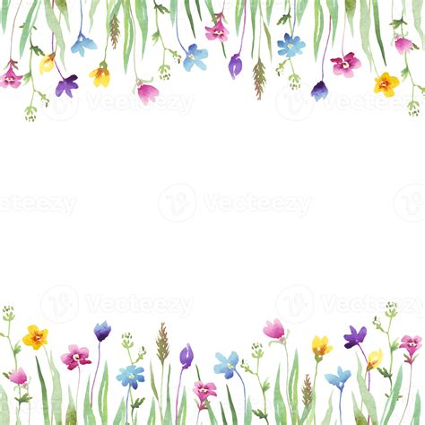 Wildflowers Frame Watercolor Clipart 21952854 Png