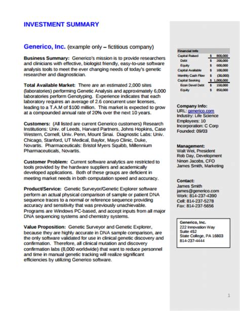 How To Make Create An Investment Summary [templates Examples] 2023