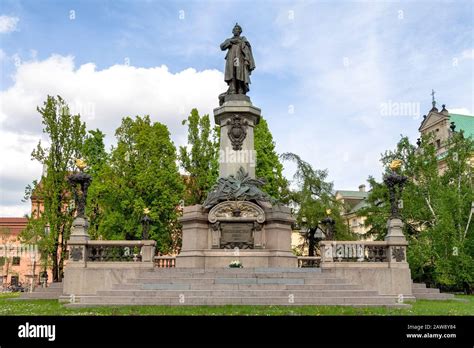 The Adam Mickiewicz Monument In Warsaw Poland Stock Photo Alamy