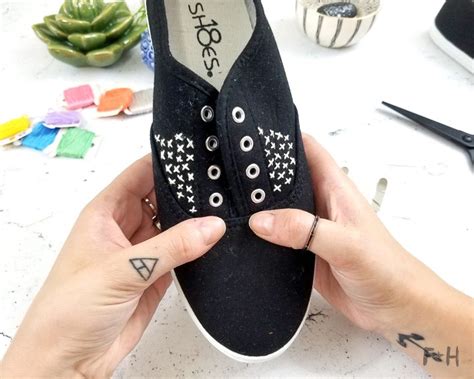 How To Diy Embroidered Canvas Shoes Fox Hazel