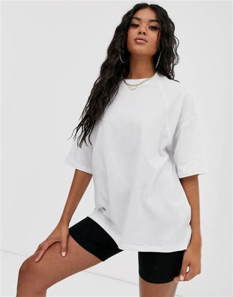 Asos Design Super Oversize T Shirt Mit Ziernaht In Weiß Asos