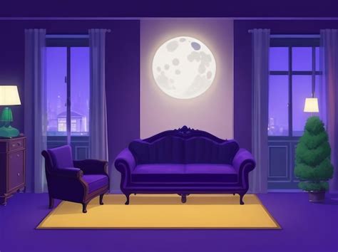 Premium AI Image | Cozy Night In Cartoon Living Room Interior Background