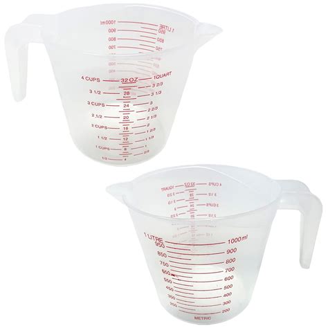 Pcs Liter Oz Ml Clear Plastic Measuring Cup Cup