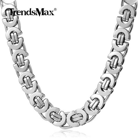 Mm Men S Silver Flat Byzantine Chain Necklace L Stainless Steel