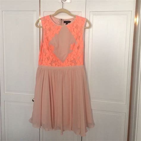 Ted Baker Neon Coral Lace Fit And Flare Dress Fit And Flare Dress