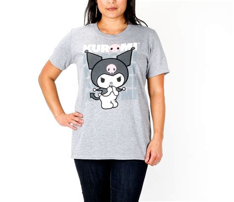 Kuromi Short Sleeved Tee Laugh Sanrio Clothes T Shirts For Women