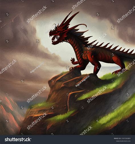 Fantasy Evil Dragon Portrait Surreal Artwork Stock Illustration ...