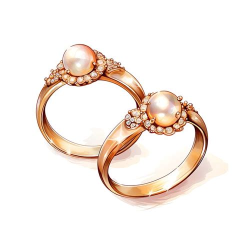 Premium Photo | Watercolor of Cluster Pearl Ring Elegant Ring Gold Clustered Pearls White ...