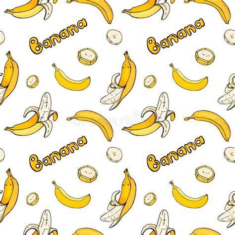 Seamless Pattern With Bananas Bright Ripe Bananas Whole And Pieces