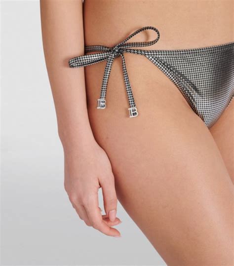 Womens Balmain Silver Lam Houndstooth Triangle Bikini Harrods Uk