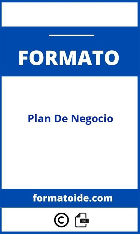 Formato De Plan De Negocio Modelo WORD PDF