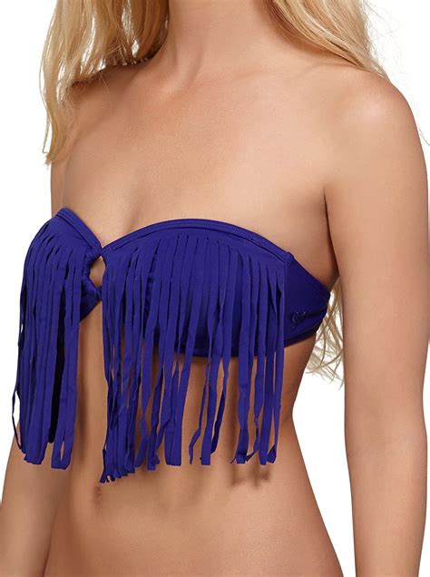 Amazon Roxy Surf Essentials Fringe Bandeau Bikini Top Women S