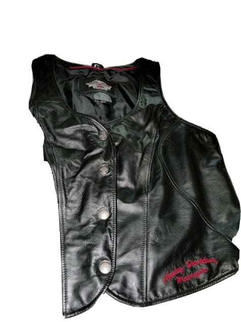 Women Harley Davidson Leather Vest Gem