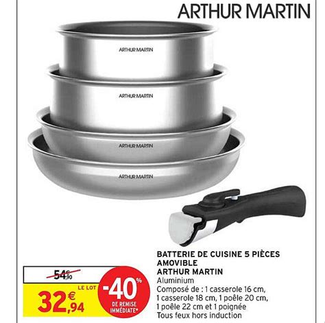 Promo Batterie De Cuisine Pi Ces Amovible Arthur Martin Chez