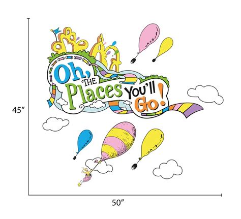 Removable Dr Seuss Oh The Places Youll Go Wall Decal Wall Etsy