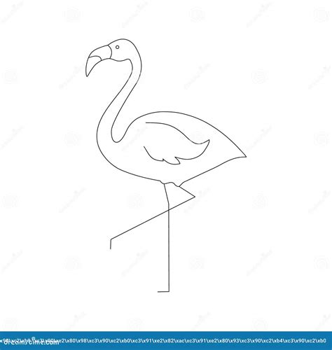 Flamingo Line Vector Illustration Isolated On White Stock Vector