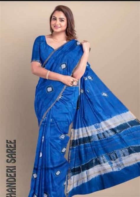 Festive Wear Printed Chanderi Silk Cotton Saree M With Blouse