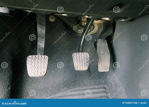 Three Car Pedals Brake Clutch And Accelerator Pedal Of Manual