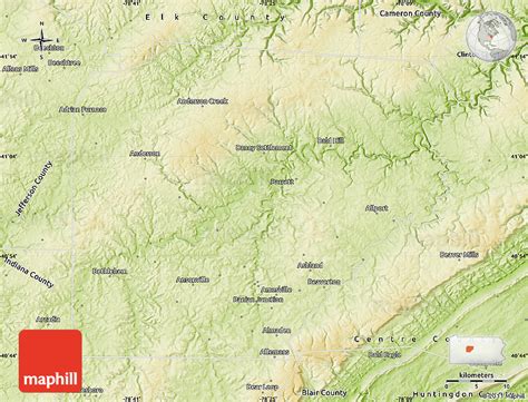 Physical Map Of Clearfield County