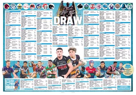 Laminated Big 420mm 2024 Nrl Rugby All Teams Match Fixture Posterdraws