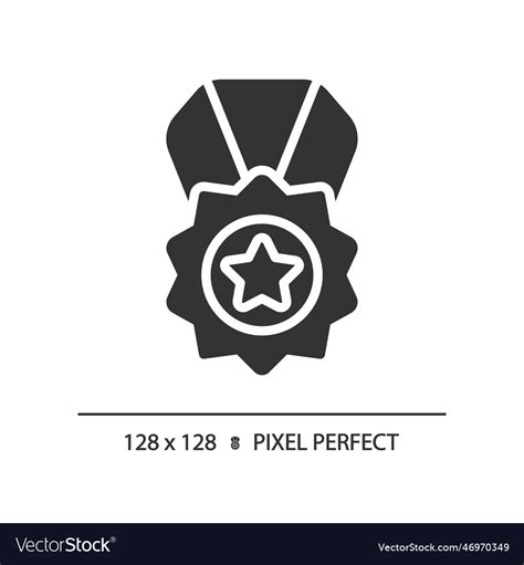 Medal Pixel Perfect Black Glyph Icon Royalty Free Vector