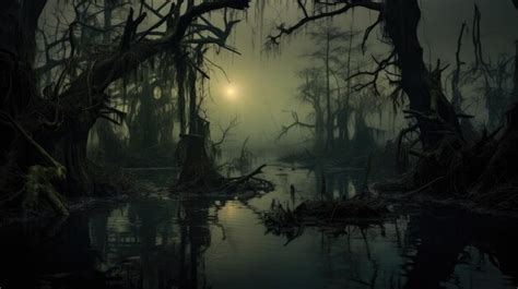 Premium AI Image A Photo Of A Murky Swamp With Twisted Trees