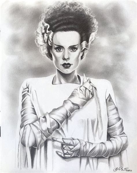 Bride Of Frankenstein 11x14 Original Drawing Graphite Horror Etsy