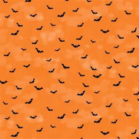 Orange Halloween Bats fabric print | Etsy