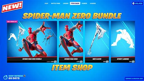 New Spidey Landing Emotespider Man Zero Bundle Item Shop Fortnite