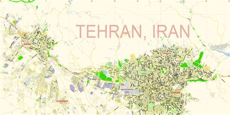 Tehran Iran PDF Map EN Low detailed City Plan editable Adobe PDF Street ...