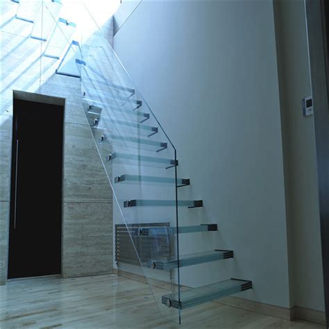 Prima hidden stringer glass railing floating stairs