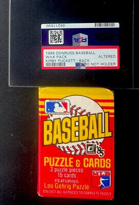 Donruss Baseball Wax Pack W Kirby Puckett Rc Showing On Back Psa