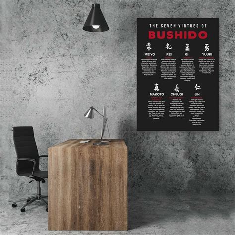 The Seven Virtues Of Bushido Wall Art Japan Samurai Canvas Etsy