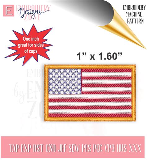 One Inch Usa Flag Design For Machine Embroidery Small American Flag