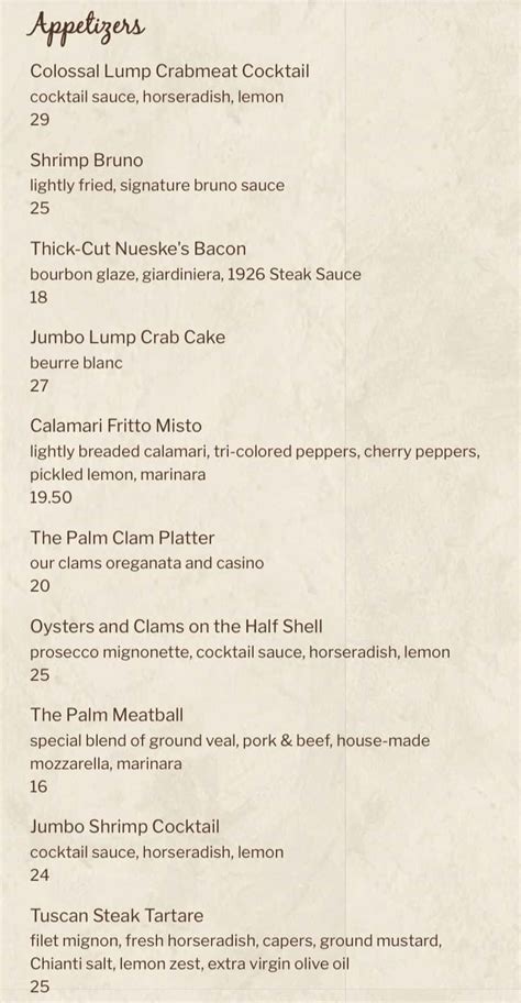 The Palm San Antonio, TX Menu (Updated: March 2024)