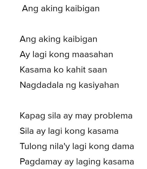 Panuto Sumulat Ng Tula Tungkol Sa Pagkakaibigan Gawin Ito Sa Short Bond Paper Brainly Ph