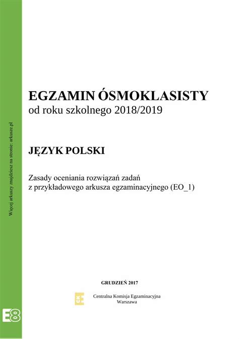 PDF Egzamin Osmoklasisty Jezyk Polski 2017 Probny Odpowiedzi