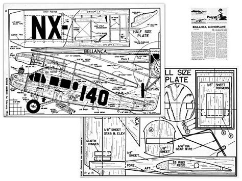 Bellanca Monoplane Wingspan Rc Model Airplane Printed Plans