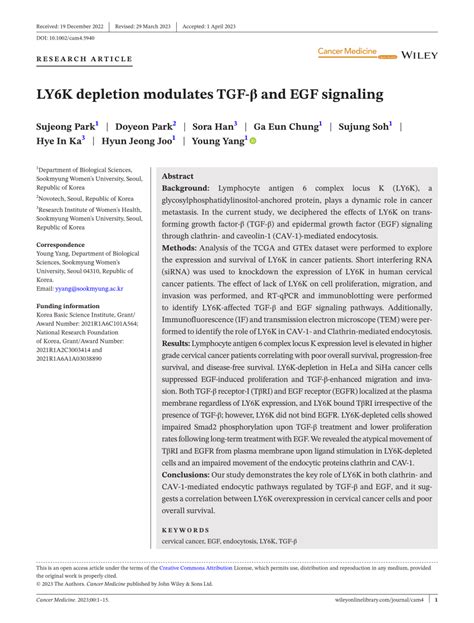 Pdf Ly K Depletion Modulates Tgf And Egf Signaling