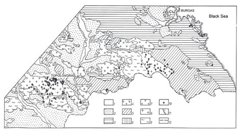 geological map  dominant localization  megalithic  dolmen
