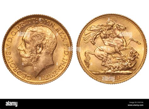 Gold Sovereign Coin Of The United Kingdom Featuring King George V And