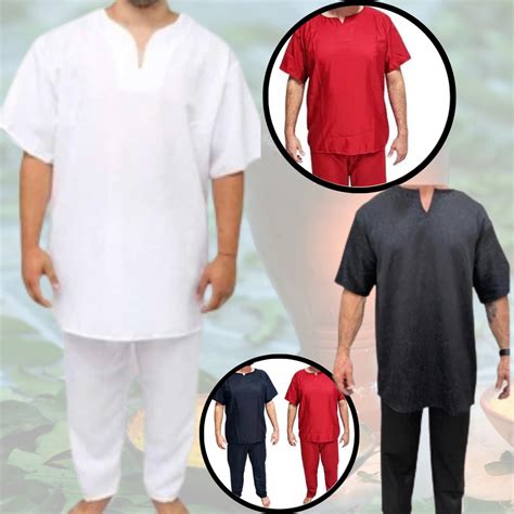 Roupa Umbanda E Candomblé Conjunto Masculino Oxford 2 Peças Umbanda E