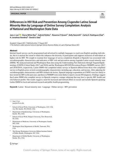 Differences In Hiv Risk And Prevention Among Cisgender Latino Sexual Minority Men By Language Of